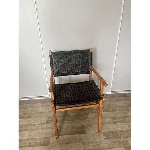 Chaise En Loom Noir Et En Bois Teck 