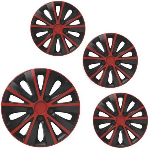 | Enjoliveur Enjoliveurs 16" 16 Pouces Rouge & Noir Rapide Lot De 4 Piéce