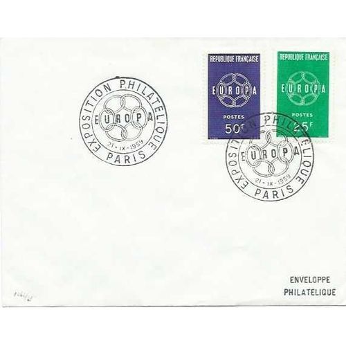 France 1959, Très Belle Enveloppe Exposition Philatélique Paris - Timbres Europa 1218 & 1219, Tbe.