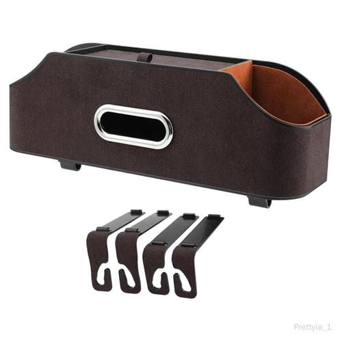 Appuie-tête de voiture Boîte de rangement pour siège arrière Coupe élégante Porte-serviettes Cloison Design 13,7 x 4,7 x 3,7 pouces pour la plupart Brun