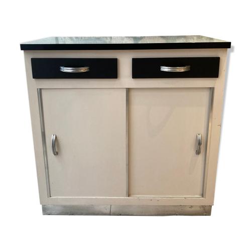 Buffet Portes Coulissantes Plateau Formica Blanc