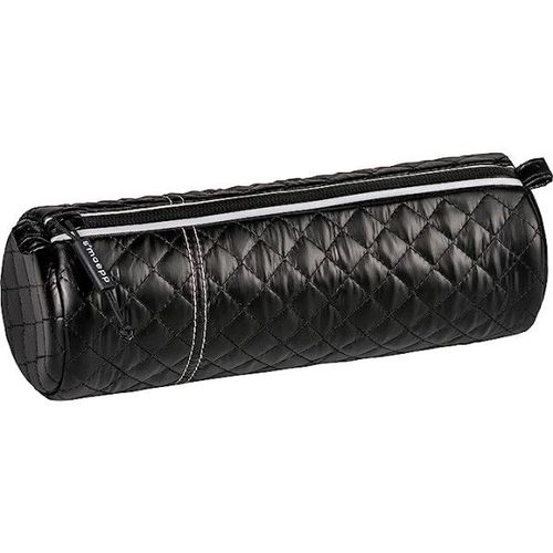 Trousse - Ronde - Noir - Matelassé - Scolaire - 23 X 9 X 8 Cm - Fermeture Éclair - S'maepp