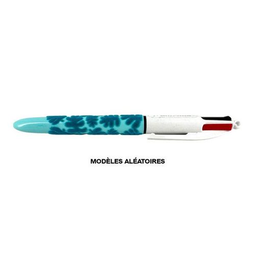 Stylo Bille - 4 Couleurs - Motifs Velours - Pointe Moyenne - Rétractable - Bic