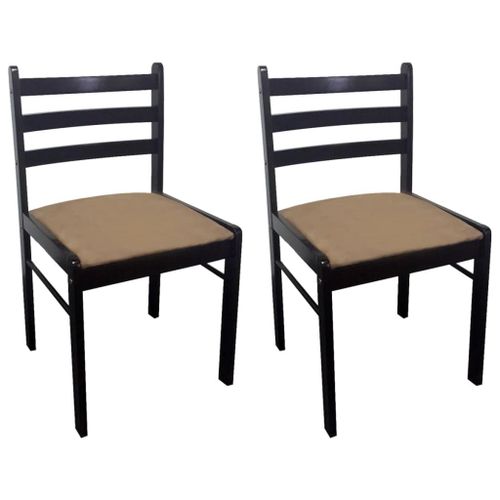 Lot De 2 Chaises De Salle À Manger Cuisine Marron Hévéa Solide Et Velours Cds020700