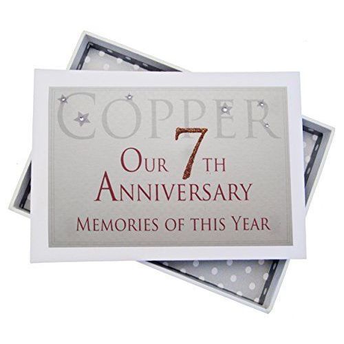White Cotton Cards Aw7t ``7ème Cuivre Anniversaire Souvenirs De Cette Année`` Tiny Album À Paillettes Et Mots