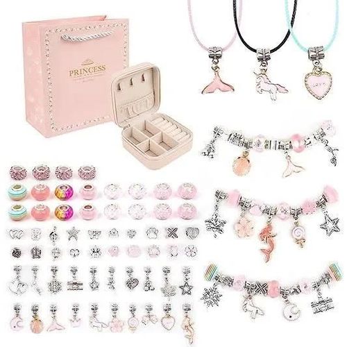 Kit De Fabrication De Bracelet Creation Bijoux Enfant Idee Cadeau Anniversaire Jeu 5 6 7 8 Ans Kit Diy -Rose