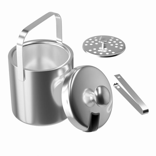Intirilife Set De 4 Seaux À Glace De 1.3 L En Acier Inoxydable Avec Pince Et Couvercle, Isolés, À Double Paroi - Conteneur De Glaçons Pour Refroidir Le Champagne, La Bière, Les Boissons Gazeuses, Etc
