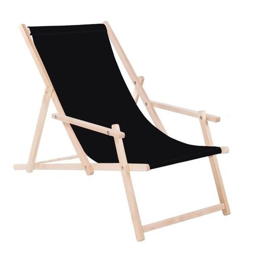 Transat De Jardin - Springos - Avec Accoudoirs - Bois De Hêtre Imprégné - Réglage À 3 Niveaux