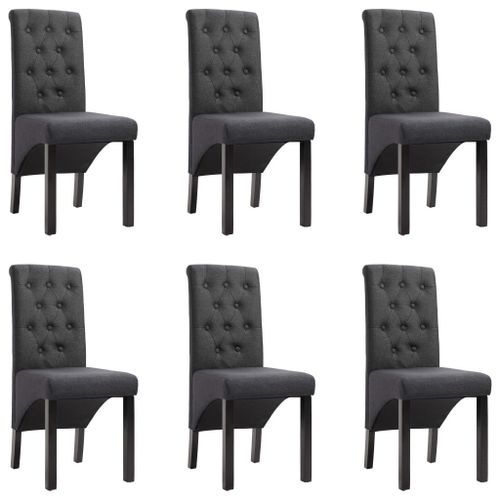 Lot De 6 Chaises De Salle À Manger Cuisine Design Intemporel Tissu Gris Foncé Cds022108