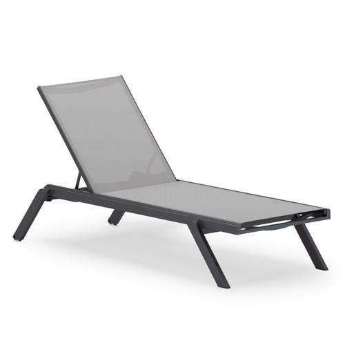 Chaise Longue De Jardin En Aluminium Et Textilène Anthracite