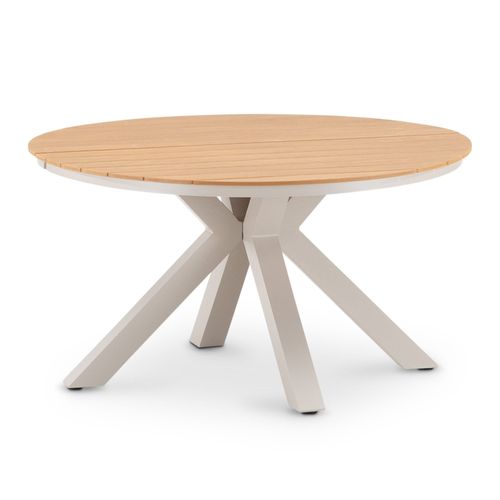 Table De Jardin Ronde Beige Imitation Bois D140