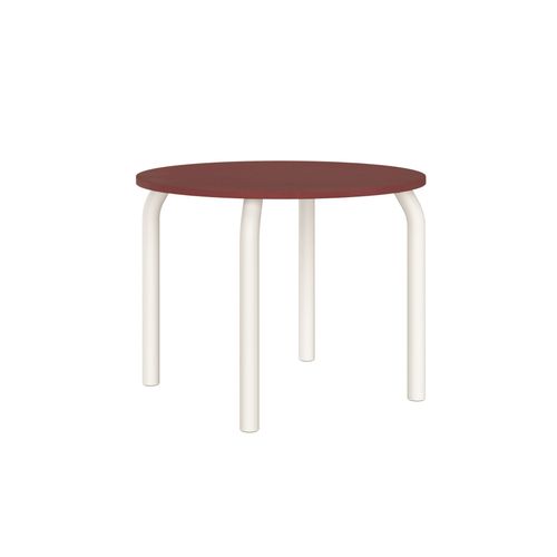 Table À Manger Ronde En Placage De Chêne Et Acier, Marron Et Beige