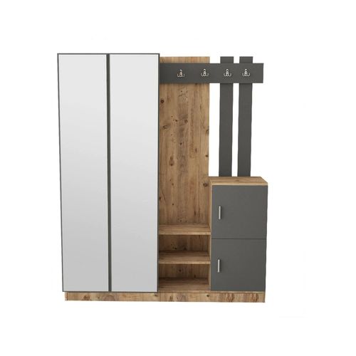 Meuble D'entrée Effet Bois Beige, Anthracite 147x38 Cm