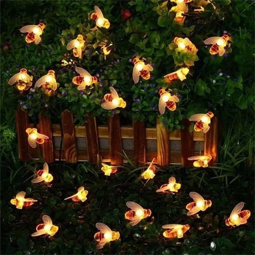 2m 20led Abeille Decoration Mariage Champetre Guirlande Lumineuse Exterieure Solaire, Guirlande Solaire Exterieur Pour Noel, Maria