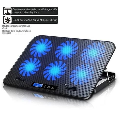 Support Refroidisseur à 6 ventilateurs pour PC portable, notebook, consoles, Compatible périphérique de 9 à 17\