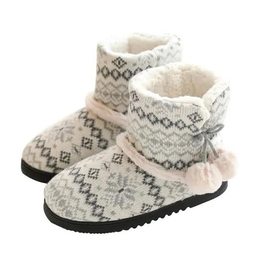 Chausson Montant Femmes - Amoune - Pantoufles En Coton Antidérapantes - Intérieur Chaud Pour Hiver