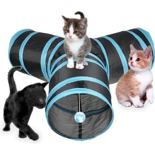 Jouet Pour Chat, Jeux Pour Chat, Chat Tunnel Pliable 3 Canaux, Chat Accessoire Tunnel Chat Tube Pour Chat, Jeux Chat Activité(Noir