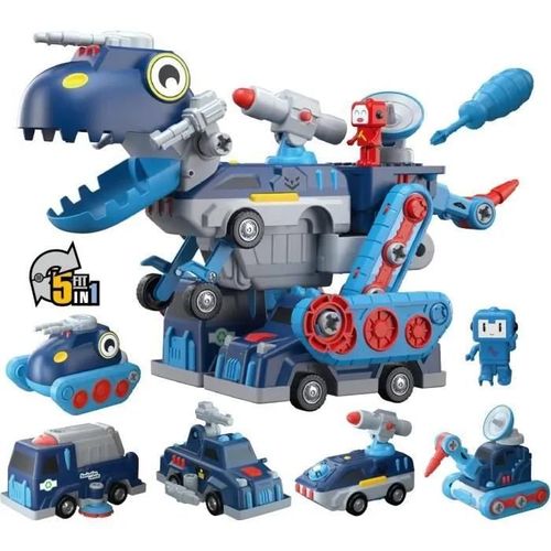 Robot dinosaure assemblé - AMOUNE - T-rex - Mixte - Bleu - Jouet de construction