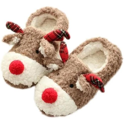 Chaussons En Coton Marsee - Doux Brown - Femme - Confortable Et Chaud