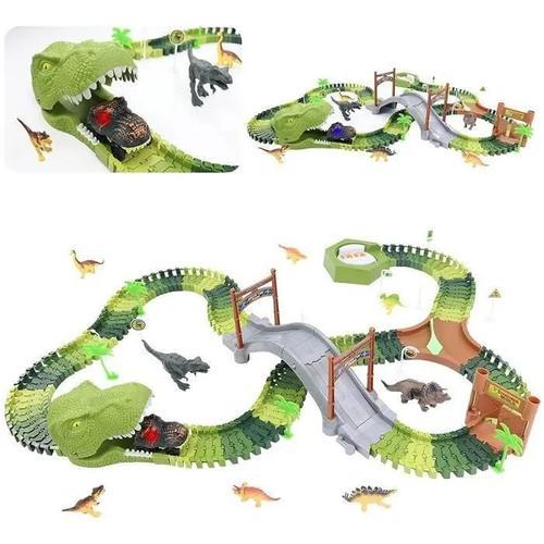 Circuit Électrique Voiture Dinosaure Jurassic World Avec 144 Pièces De Piste Et Accessoires