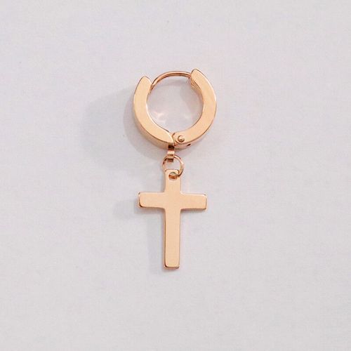 Boucles D'oreilles Croix En Acier Inoxydable Pour Hommes,1 Pièce,Clip Punk Rock Sur Cerceau,Hip Hop Piercing,Bijoux Cadeau Pour Motard,Petit Ami