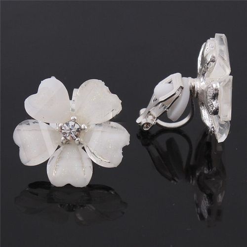 Boucles D'oreilles À Clip En Forme De Fleur Coréenne Pour Femmes,Sans Piercing,Couleur Or Plaqué Argent,À La Mode