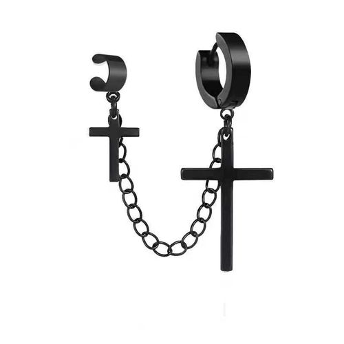 Boucles D'oreilles Punk Pour Femmes,Une Pièce,Clip Croix Papillon,Crochet D'oreille,Pendentif En Acier Inoxydable,Clips D'oreille,Bijoux Cadeau
