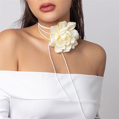 Collier De Clavicule De Fleur De Rose Pour Les Femmes,Ulde N?ud Papillon Réglable,Bijoux De Tour De Cou Exagérés,Accessoires Romantiques,Kpop,Y2k