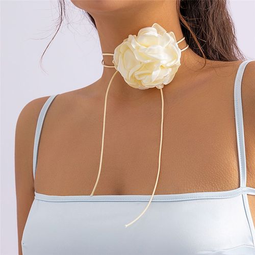 Collier De Clavicule De Fleur De Rose Pour Les Femmes,Ulde N?ud Papillon Réglable,Bijoux De Tour De Cou Exagérés,Accessoires Romantiques,Kpop,Y2k