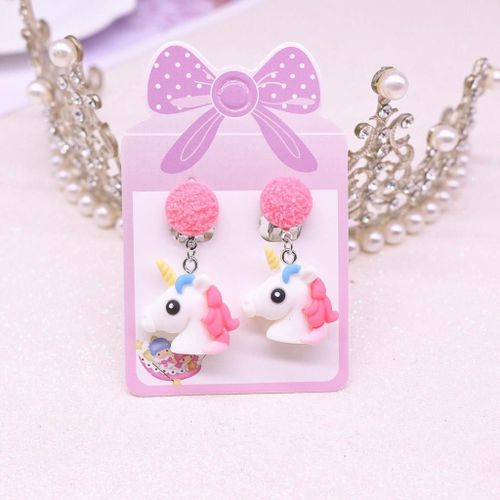 Boucles D'oreilles À Clip Pour Enfants Filles,Accessoire De Mode,15 Styles,Super Mignon,Couleur Bonbon,Fleur Rose Licorne,Sans Piercing