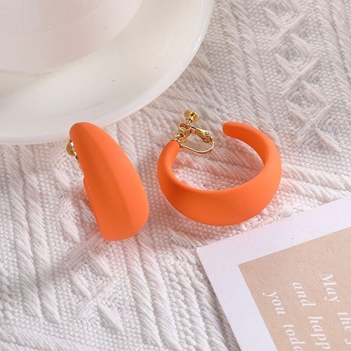 Grandes Boucles D'oreilles D'été En Forme De C Pour Femmes,Bijoux Sans Perçage,Géométriques,Rondes,Colorées,Fluo,En Acrylique,À La Mode
