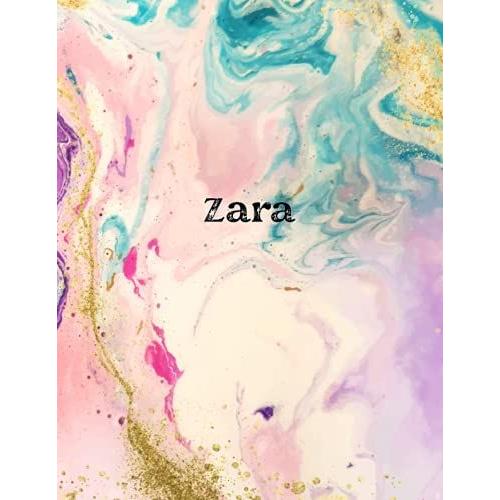 Zara: Cover Style Water Color - Personalized Name Notebook | Wide Ruled Paper Notebook Journal | For Teens Kids Students Girls| For Home School College | 8.5 X 11 Inch 160 Pages