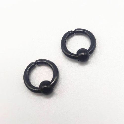 Boucles D'oreilles Clip D'oreille En Acier Inoxydable Pour Hommes Et Femmes,Pendentif Perle Petit Cercle,Non Percé,Faux Cercle D'oreille Gothique,1 Paire