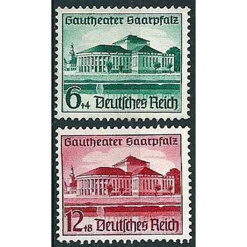 Allemagne, 3ème Reich, 1938 - Très Beaux Timbres Neufs** Luxe Yvert 614 & 615 : Inauguration Du Théâtre À Sarrebruck, Filigrane 'croix Gammées'.