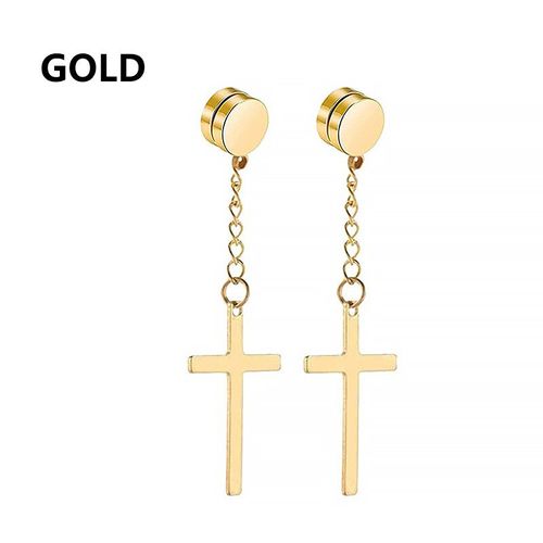 Boucles D'oreilles Punk En Acier Inoxydable,Pendentif Croix Et Étoiles,Réinitialisation D'oreille,Sans Piercing,Mode Hip Hop,Sans Trou D'oreille,Bijoux Pour Homme Et Femme,2 Pièces