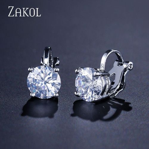 Zakadvocate-Boucles D'oreilles Rondes En Clip Pour Femme,Bijoux Brillants,Faux Piercing,Réinitialisation Cubique,Mancommuniste D'oreille,Ixde Mariage,7mm