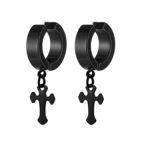 Boucles D'oreilles Punk En Acier Inoxydable,Hip Hop Gothique Unisexe,Pendentifs Croix Bleu/Coloré À Clip,Boucles D'oreilles Pour Femmes Et Hommes,Bijoux Cadeaux
