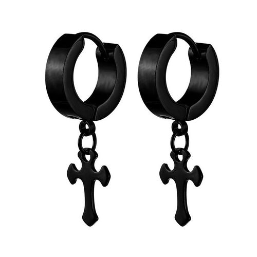 Boucles D'oreilles Punk En Acier Inoxydable,Hip Hop Gothique Unisexe,Pendentifs Croix Bleu/Coloré À Clip,Boucles D'oreilles Pour Femmes Et Hommes,Bijoux Cadeaux