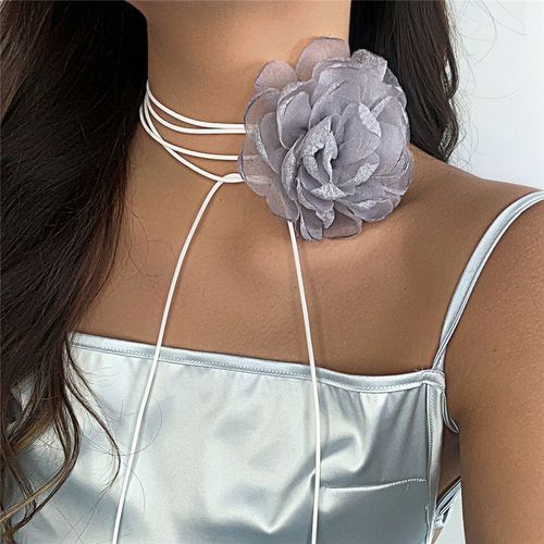 Ingemark-Collier Ras Du Cou Avec Grande Fleur De Rose Exagérée Pour Femme,Accessoire Avec Nministériels D Papillon Réglable,Goth,Kpop,Joy2k