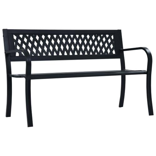 Banc De Jardin Meuble De Patio D'extérieur Terrasse Noir 120 Cm Acier Helloshop26 02_0011752