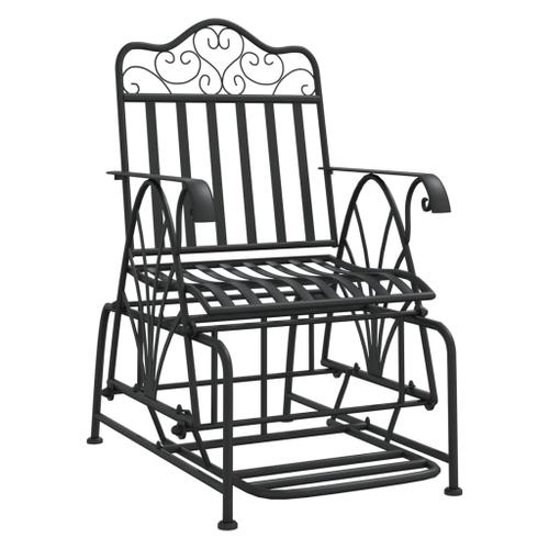 Banc De Jardin Meuble De Patio D'extérieur Terrasse Coulissant 61 Cm Noir Acier Helloshop26 02_0011122