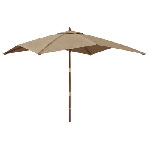 Parasol De Jardin Avec Mât En Bois 300 X 300 X 273 Cm Taupe Helloshop26 02_0008360
