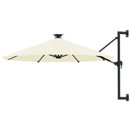 Parasol Mural Avec Mât Métallique Et Led 300 Cm Sable Helloshop26 02_0008694