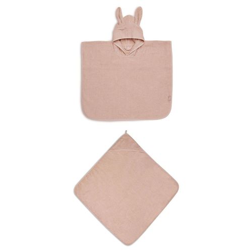Ensemble Éponge - Cape De Bain Et Poncho De Bain - Rose