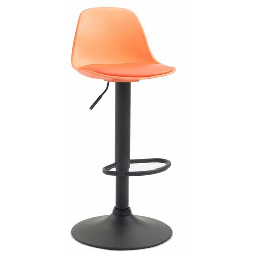 Tabouret De Bar Avec Repose-Pieds Design Moderne Dossier En Plastique Et Synthétique Orange Pieds Noir Mat Tdb10573