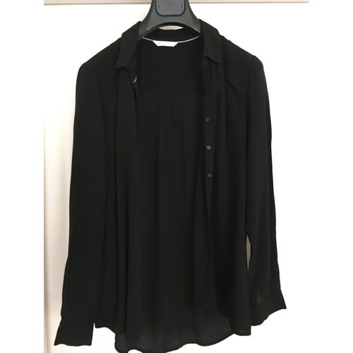 Chemise Longue Et Large Noire En Viscose