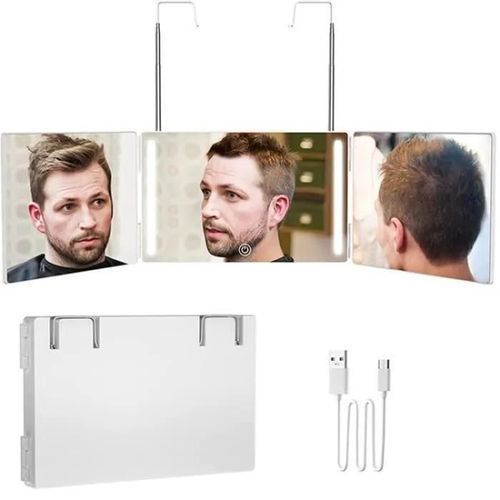 Miroir De Maquillage Led 360 - Blanc - Rectangulaire - Adulte - A Suspendre 