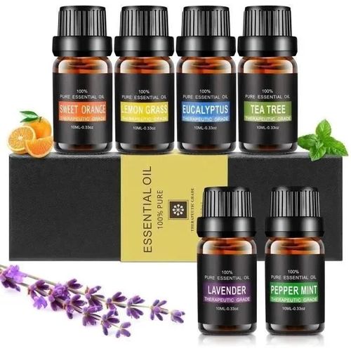 Huiles Essentielles, 6 X 10ml Huiles Essentielles Pour Diffuseurs, (Orange, Lavande, Arbre À Thé, Citronnelle, Eucalyptus, Menthe 