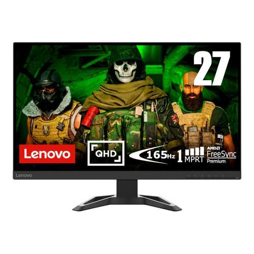 Lenovo G27q-30 - Écran LED - 27" - 2560 x 1440 QHD @ 165 Hz - VA - 350 cd/m² - 3000:1 - 1 ms - HDMI, DisplayPort - haut-parleurs - noir corbeau