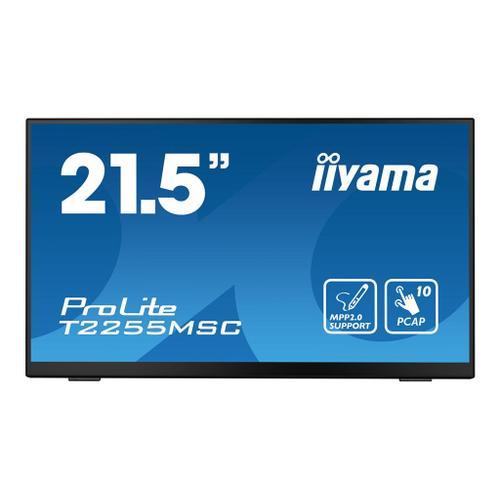 iiyama ProLite T2255MSC-B1 - Écran LED - 21.5" - écran tactile - 1920 x 1080 Full HD (1080p) @ 60 Hz - IPS - 400 cd/m² - 1000:1 - 5 ms - HDMI, DisplayPort - haut-parleurs - noir mat